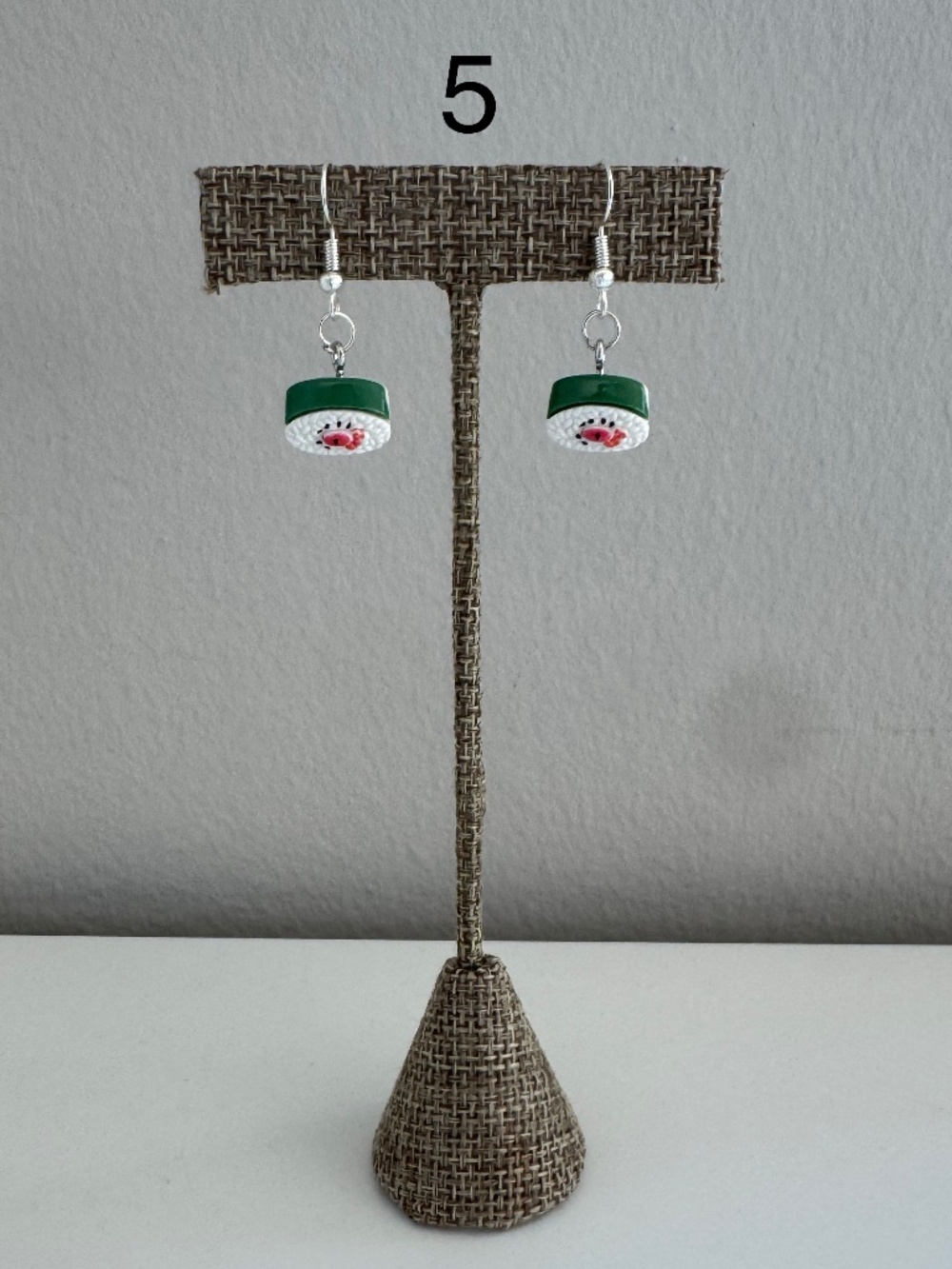 Handmade Sushi Roll Drop Earrings | Cute Foodie Statement Jewelry - Picture 6 of 9